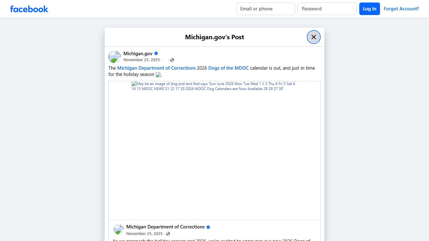 Michigan.gov - The Michigan Department of Corrections 2026... | Facebook